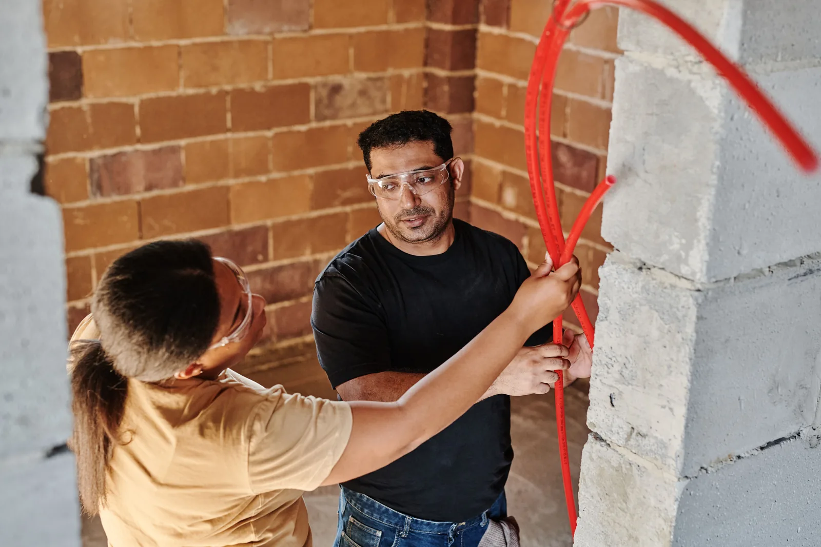 Running conduit across a block wall, for ev rebate in Detroit
